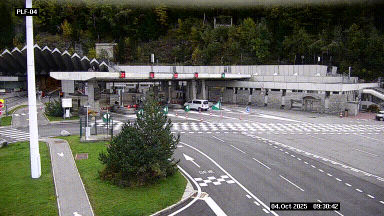 Webcam au péage du tunnel du Mont-Blanc, côté entrée France à Chamonix, au bout de l'A40