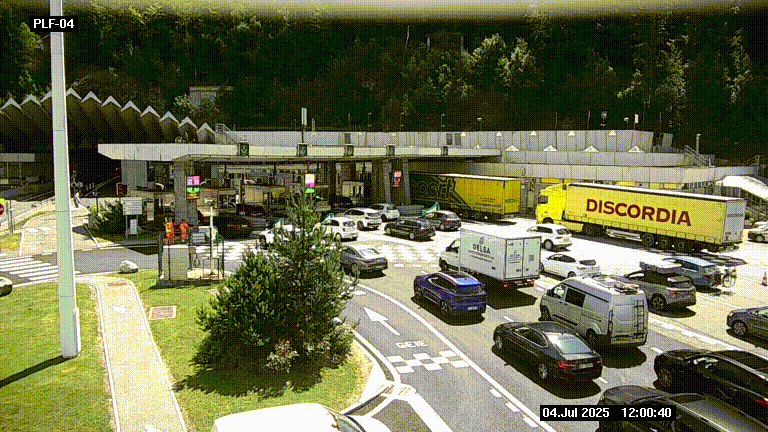 Webcam au péage du tunnel du Mont-Blanc, côté entrée France à Chamonix, au bout de l'A40