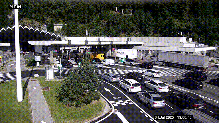 Webcam au péage du tunnel du Mont-Blanc, côté entrée France à Chamonix, au bout de l'A40