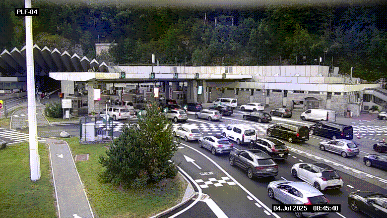 Webcam au péage du tunnel du Mont-Blanc, côté entrée France à Chamonix, au bout de l'A40
