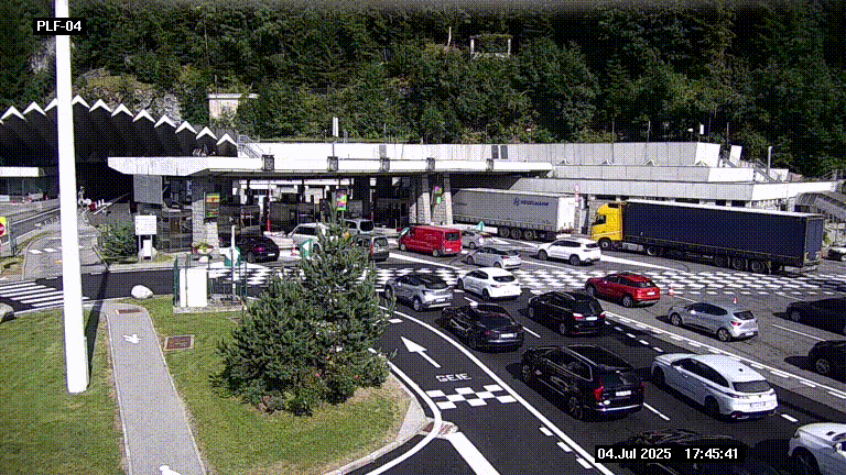 Webcam au péage du tunnel du Mont-Blanc, côté entrée France à Chamonix, au bout de l'A40