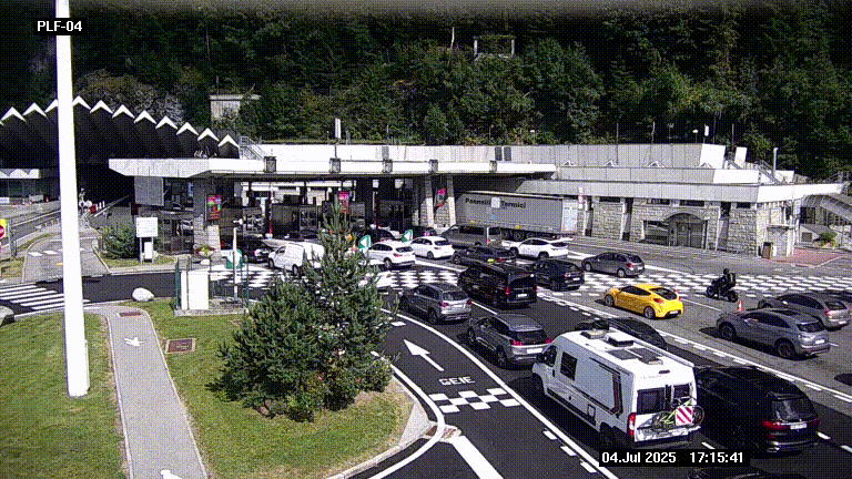 Webcam au péage du tunnel du Mont-Blanc, côté entrée France à Chamonix, au bout de l'A40