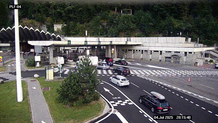 Webcam au péage du tunnel du Mont-Blanc, côté entrée France à Chamonix, au bout de l'A40