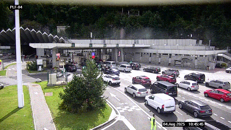 Webcam au péage du tunnel du Mont-Blanc, côté entrée France à Chamonix, au bout de l'A40
