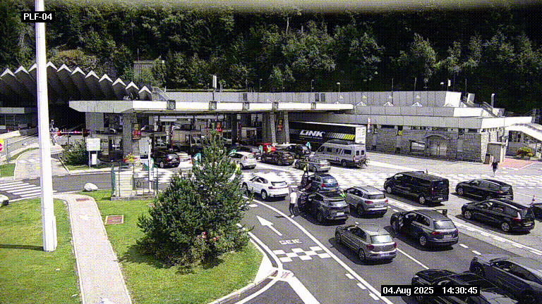 <h2>Webcam au péage du tunnel du Mont-Blanc, côté entrée France à Chamonix, au bout de l'A40</h2>