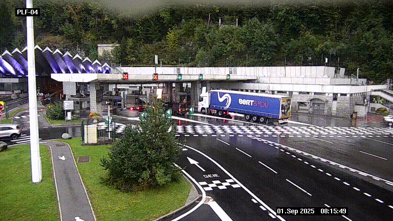 Webcam au péage du tunnel du Mont-Blanc, côté entrée France à Chamonix, au bout de l'A40