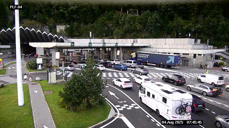 Webcam au péage du tunnel du Mont-Blanc, côté entrée France à Chamonix, au bout de l'A40