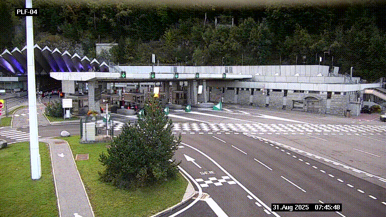 Webcam au péage du tunnel du Mont-Blanc, côté entrée France à Chamonix, au bout de l'A40