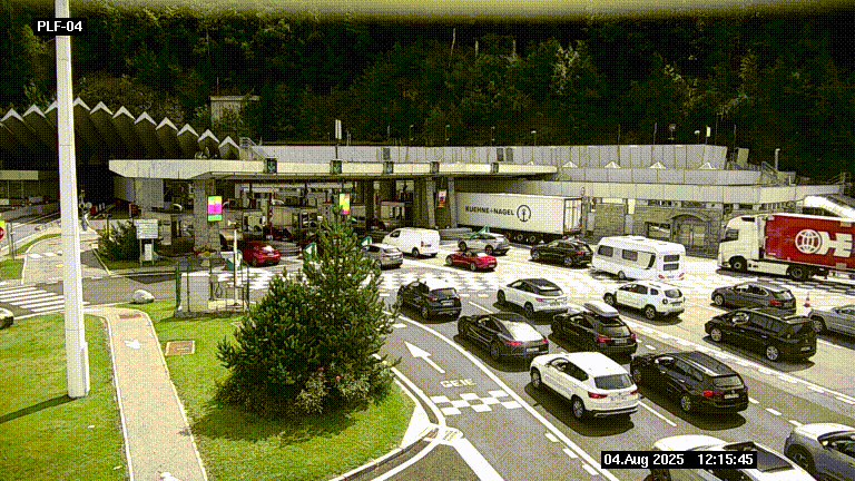 Webcam au péage du tunnel du Mont-Blanc, côté entrée France à Chamonix, au bout de l'A40