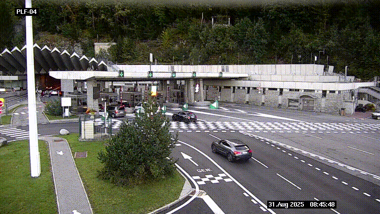 Webcam au péage du tunnel du Mont-Blanc, côté entrée France à Chamonix, au bout de l'A40