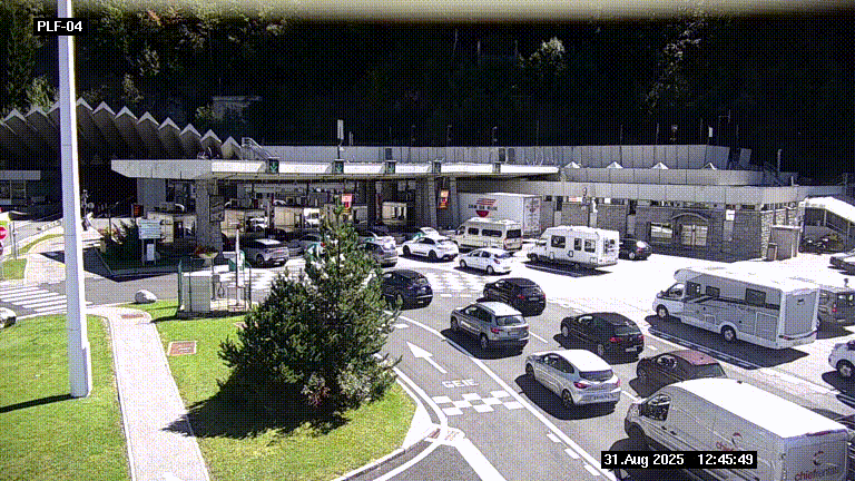 Webcam au péage du tunnel du Mont-Blanc, côté entrée France à Chamonix, au bout de l'A40