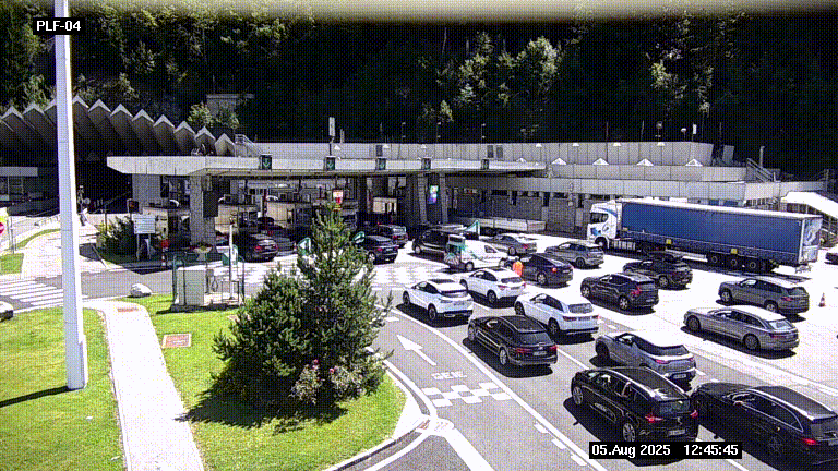 Webcam au péage du tunnel du Mont-Blanc, côté entrée France à Chamonix, au bout de l'A40