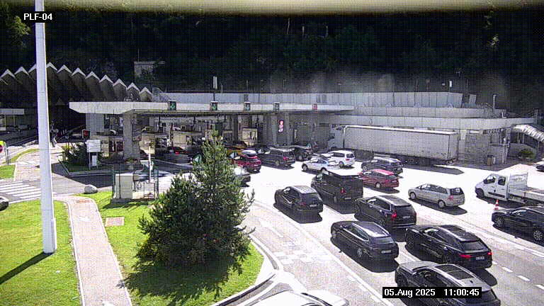 Webcam au péage du tunnel du Mont-Blanc, côté entrée France à Chamonix, au bout de l'A40
