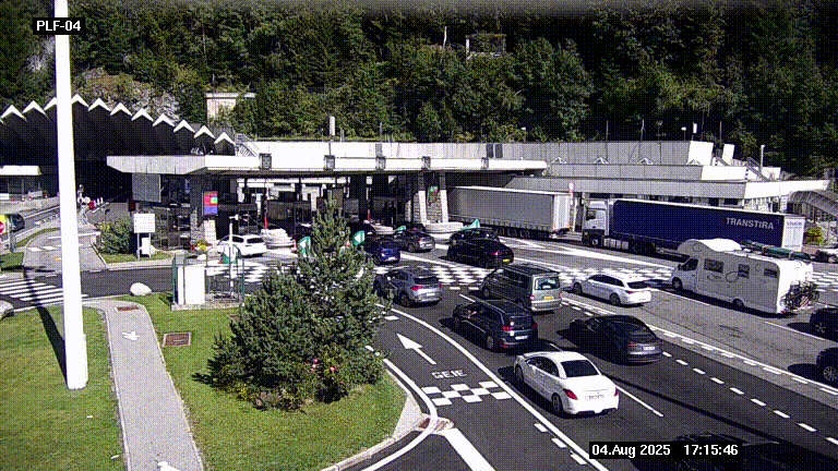 Webcam au péage du tunnel du Mont-Blanc, côté entrée France à Chamonix, au bout de l'A40