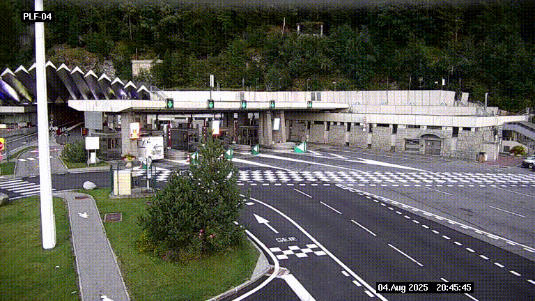 Webcam au péage du tunnel du Mont-Blanc, côté entrée France à Chamonix, au bout de l'A40