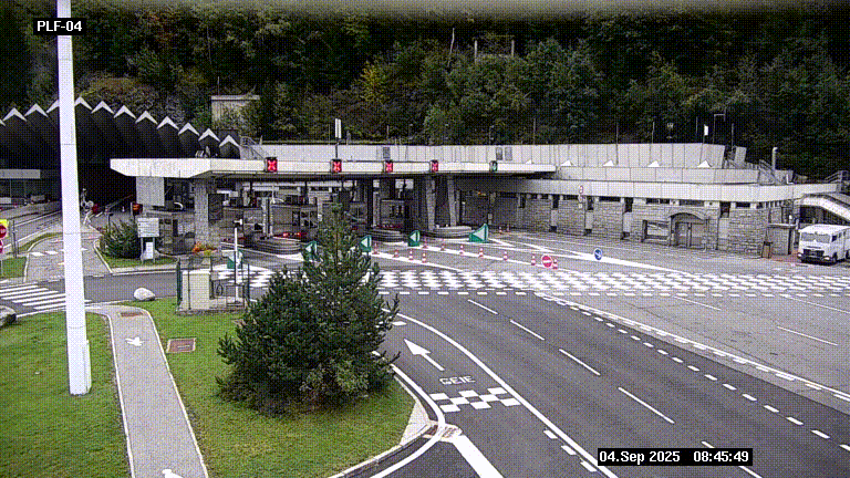 Webcam au péage du tunnel du Mont-Blanc, côté entrée France à Chamonix, au bout de l'A40