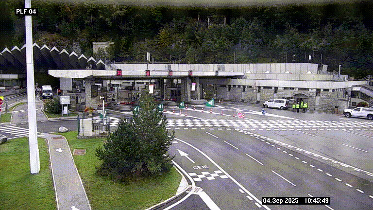 Webcam au péage du tunnel du Mont-Blanc, côté entrée France à Chamonix, au bout de l'A40
