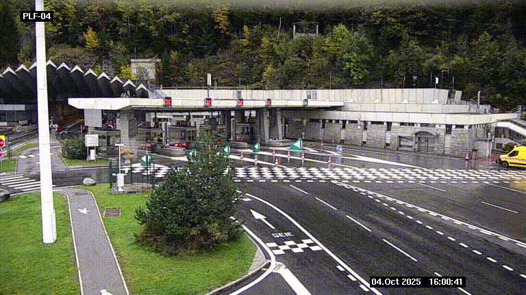 Webcam au péage du tunnel du Mont-Blanc, côté entrée France à Chamonix, au bout de l'A40
