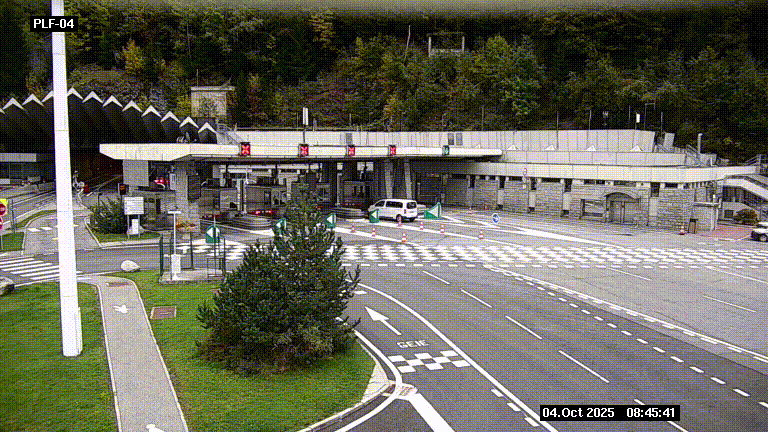 Webcam au péage du tunnel du Mont-Blanc, côté entrée France à Chamonix, au bout de l'A40