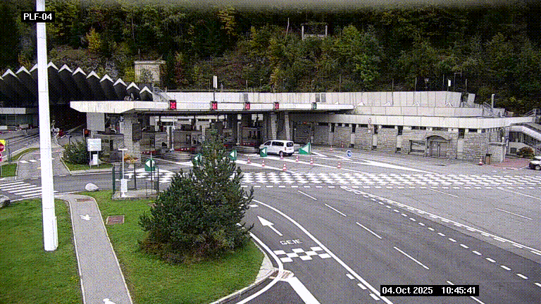 Webcam au péage du tunnel du Mont-Blanc, côté entrée France à Chamonix, au bout de l'A40