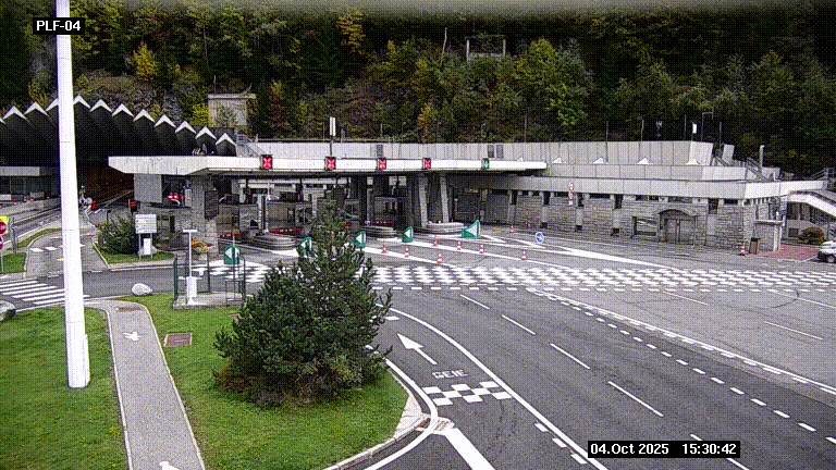 Webcam au péage du tunnel du Mont-Blanc, côté entrée France à Chamonix, au bout de l'A40