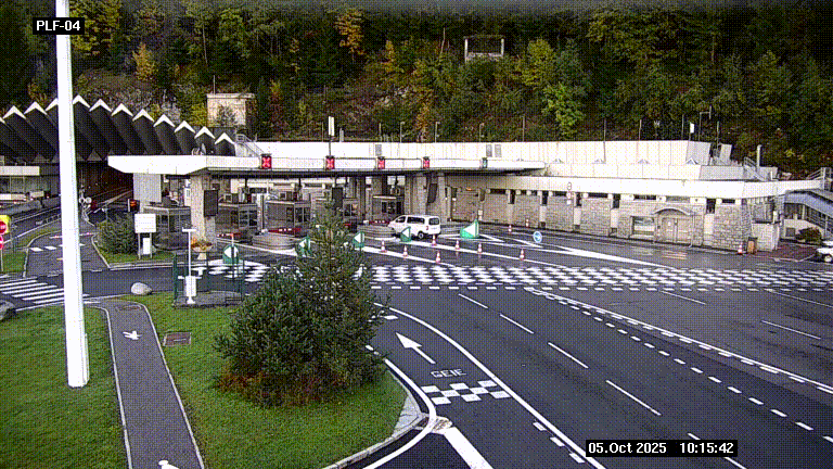 Webcam au péage du tunnel du Mont-Blanc, côté entrée France à Chamonix, au bout de l'A40
