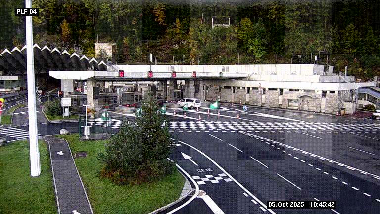 Webcam au péage du tunnel du Mont-Blanc, côté entrée France à Chamonix, au bout de l'A40
