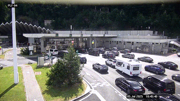 Webcam au péage du tunnel du Mont-Blanc, côté entrée France à Chamonix, au bout de l'A40