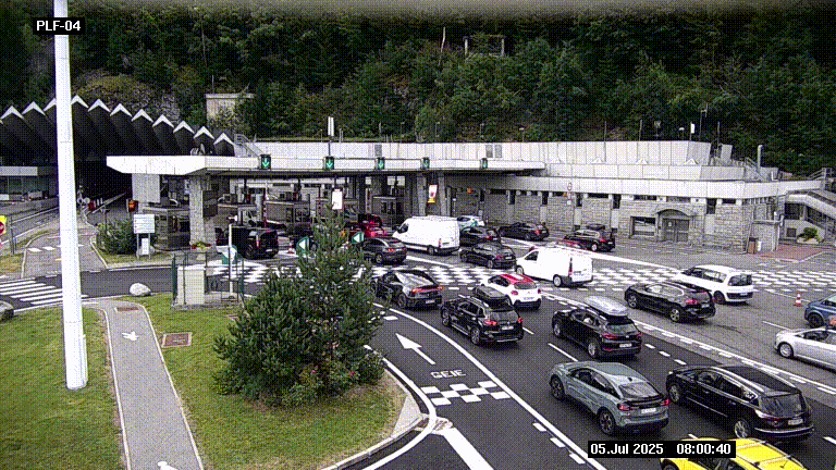 Webcam au péage du tunnel du Mont-Blanc, côté entrée France à Chamonix, au bout de l'A40