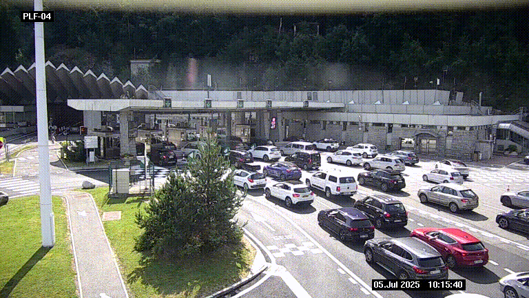 Webcam au péage du tunnel du Mont-Blanc, côté entrée France à Chamonix, au bout de l'A40