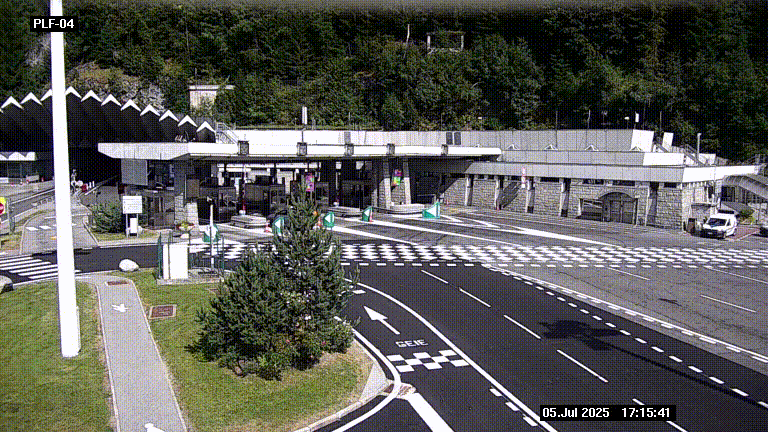 Webcam au péage du tunnel du Mont-Blanc, côté entrée France à Chamonix, au bout de l'A40