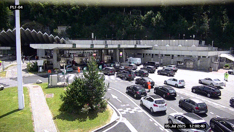 Webcam au péage du tunnel du Mont-Blanc, côté entrée France à Chamonix, au bout de l'A40