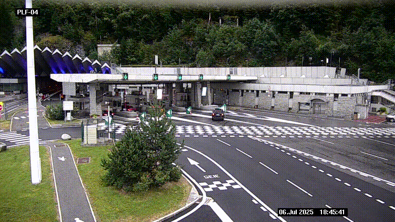Webcam au péage du tunnel du Mont-Blanc, côté entrée France à Chamonix, au bout de l'A40
