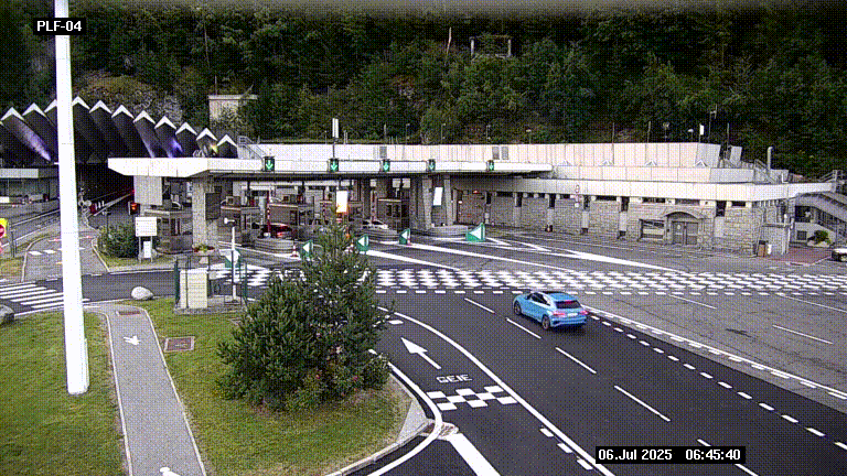 Webcam au péage du tunnel du Mont-Blanc, côté entrée France à Chamonix, au bout de l'A40