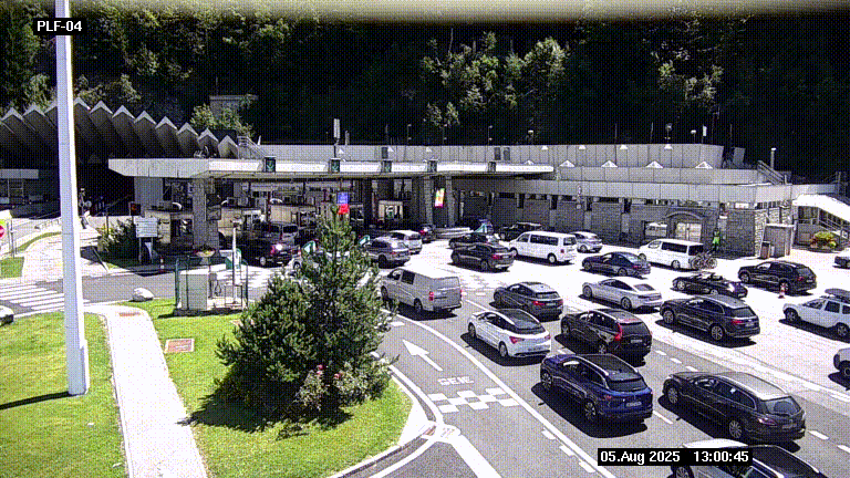 Webcam au péage du tunnel du Mont-Blanc, côté entrée France à Chamonix, au bout de l'A40