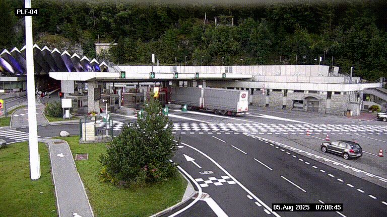 Webcam au péage du tunnel du Mont-Blanc, côté entrée France à Chamonix, au bout de l'A40