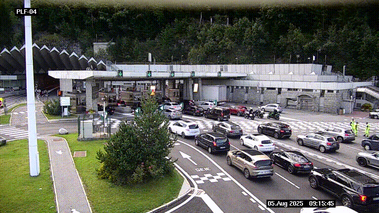 Webcam au péage du tunnel du Mont-Blanc, côté entrée France à Chamonix, au bout de l'A40