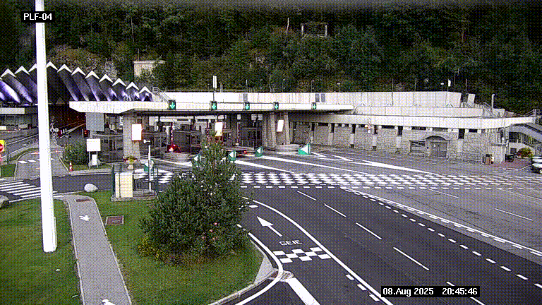 Webcam au péage du tunnel du Mont-Blanc, côté entrée France à Chamonix, au bout de l'A40