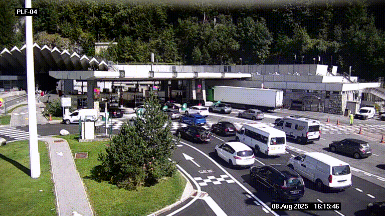 <h2>Webcam au péage du tunnel du Mont-Blanc, côté entrée France à Chamonix, au bout de l'A40</h2>