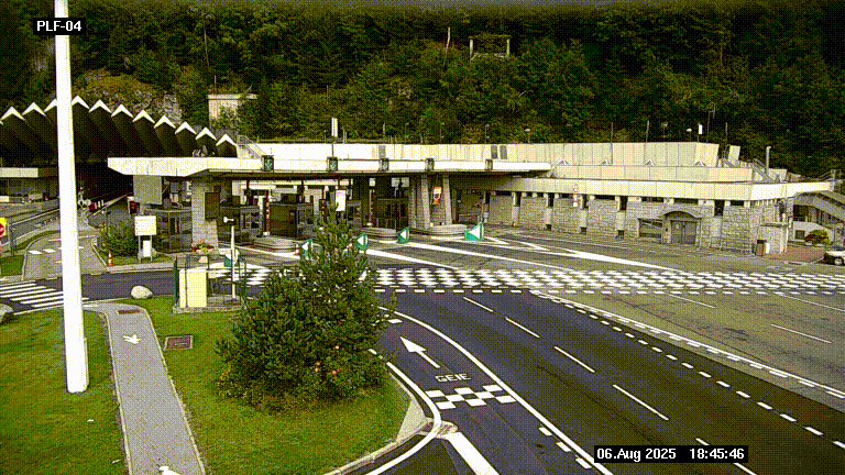 Webcam au péage du tunnel du Mont-Blanc, côté entrée France à Chamonix, au bout de l'A40