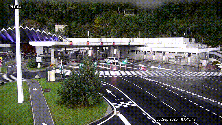 Webcam au péage du tunnel du Mont-Blanc, côté entrée France à Chamonix, au bout de l'A40