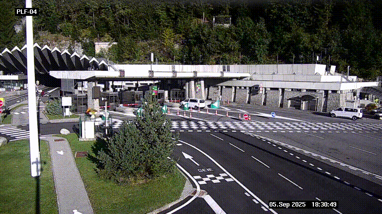 Webcam au péage du tunnel du Mont-Blanc, côté entrée France à Chamonix, au bout de l'A40
