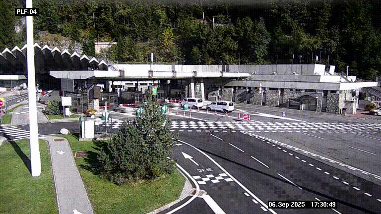 Webcam au péage du tunnel du Mont-Blanc, côté entrée France à Chamonix, au bout de l'A40
