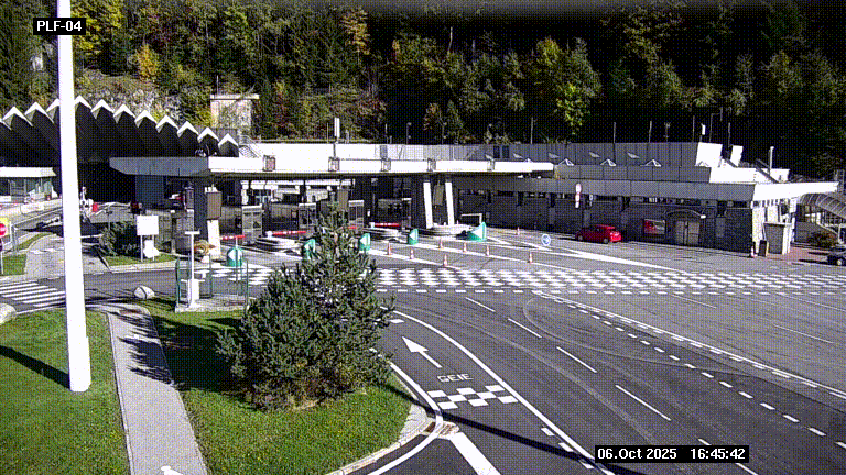 Webcam au péage du tunnel du Mont-Blanc, côté entrée France à Chamonix, au bout de l'A40