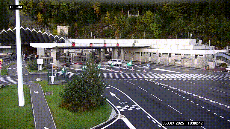 Webcam au péage du tunnel du Mont-Blanc, côté entrée France à Chamonix, au bout de l'A40