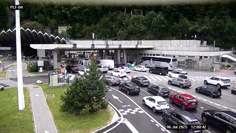 Webcam au péage du tunnel du Mont-Blanc, côté entrée France à Chamonix, au bout de l'A40