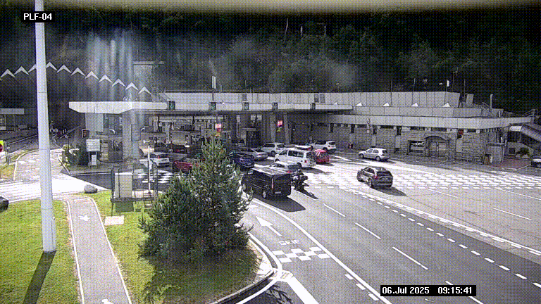 Webcam au péage du tunnel du Mont-Blanc, côté entrée France à Chamonix, au bout de l'A40