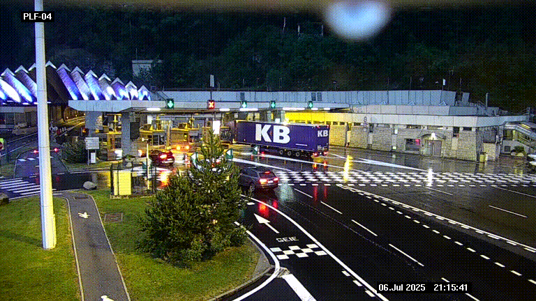 Webcam au péage du tunnel du Mont-Blanc, côté entrée France à Chamonix, au bout de l'A40