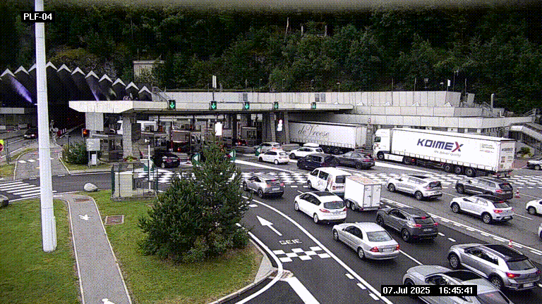 Webcam au péage du tunnel du Mont-Blanc, côté entrée France à Chamonix, au bout de l'A40