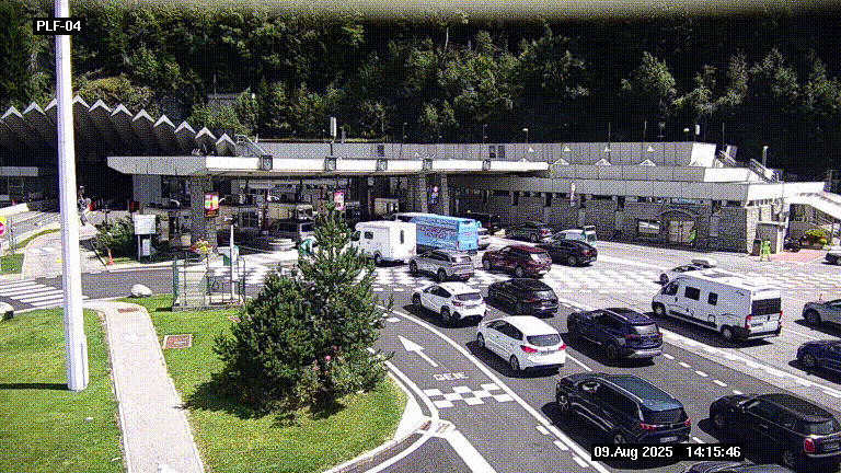 Webcam au péage du tunnel du Mont-Blanc, côté entrée France à Chamonix, au bout de l'A40